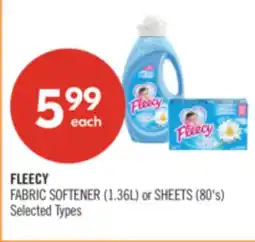 Shoppers Drug Mart FLEECY FABRIC SOFTENER (1.36L) or SHEETS (80's) offer
