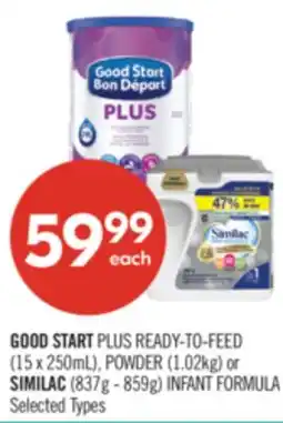 Shoppers Drug Mart GOOD START PLUS READY-TO-FEED (15 x 250mL), POWDER (1.02kg) or SIMILAC (837g - 859g) INFANT FORMULA offer
