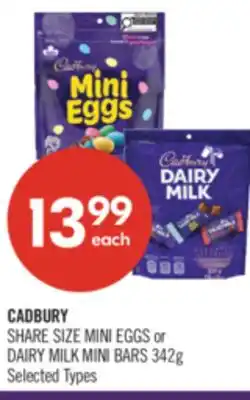 Shoppers Drug Mart CADBURY SHARE SIZE MINI EGGS or DAIRY MILK MINI BARS offer