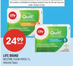 Shoppers Drug Mart LIFE BRAND NICOTINE CLEAR PATCH offer