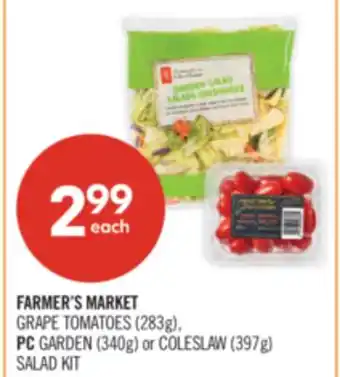Shoppers Drug Mart FARMER'S MARKET GRAPE TOMATOES (283g), PC GARDEN (340g) or COLESLAW (397g) SALAD KIT offer