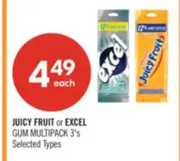 Shoppers Drug Mart JUICY FRUIT or EXCEL GUM MULTIPACK offer
