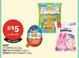 Shoppers Drug Mart KINDER JOY SURPRISE EGG (20g) DARE MALLOW BUNNIES (150g) or SWIZZELS EASTER SQUASHIES (160g) offer