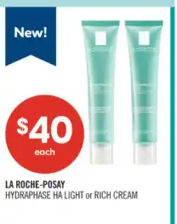 Shoppers Drug Mart LA ROCHE-POSAY HYDRAPHASE HA LIGHT or RICH CREAM offer