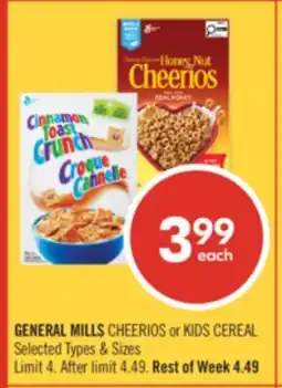 Shoppers Drug Mart GENERAL MILLS CHEERIOS or KIDS CEREAL offer