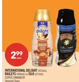 Shoppers Drug Mart INTERNATIONAL DELIGHT (425mL), BAILEYS (400mL) or SILK (473mL) COFFEE ENHANCER offer