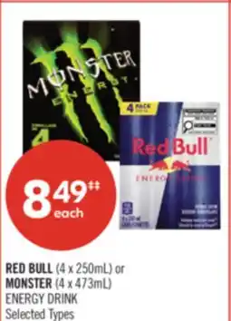 Shoppers Drug Mart RED BULL (4 x 250mL) or MONSTER (4 x 473mL) ENERGY DRINK offer