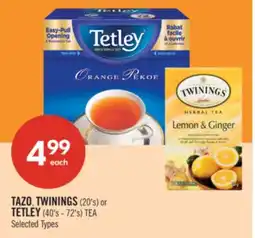 Shoppers Drug Mart TAZO, TWININGS (20's) or TETLEY (40's - 72's) TEA offer