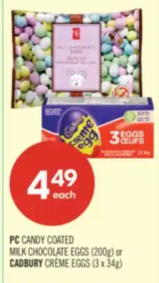 Shoppers Drug Mart PC CANDY COATED MILK CHOCOLATE EGGS (200g) or CADBURY CRÈME EGGS (3 x 34g) offer
