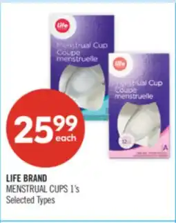 Shoppers Drug Mart LIFE BRAND MENSTRUAL CUPS offer