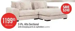 The Brick Alto 2-Piece Ultra Plush Faux Fur Fabric Sectional with Dual Cupholders and USB Ports - Mink Taupe offer