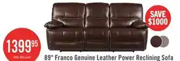 The Brick Franco 89 Genuine Leather Zero Gravity Power Reclining Sofa with USB Ports - Brown offer