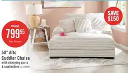 The Brick Alto 58 Ultra Plush Faux Fur Fabric Chaise Lounge with Dual Cupholders and USB Port - Taupe offer