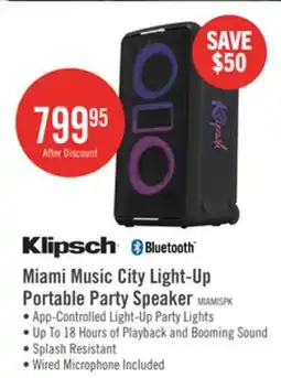 The Brick Klipsch Miami Music City Light Up Portable Party Speaker (Miami) offer