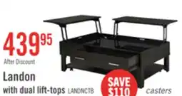 The Brick Landon 48 Modern Lift Top Coffee Table With Storage, Shelf and Casters - Dark Brown offer