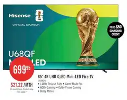 The Brick HISENSE 65 U68QF Mini-LED QLED 4K UHD AI Fire TV (65U68QF) offer