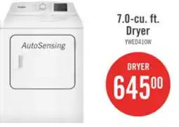 The Brick Whirlpool 29 7.0 Cu. Ft. Electric Dryer with AutoSensing - YWED4105SW offer