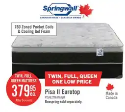 The Brick Springwall Pisa II Eurotop Twin Mattress offer