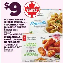 Independent City Market PC MOZZARELLA CHEESE STICK,S 454 G OR TORTILLA AND JALAPENO CHEESE STICKS, 345 G offer