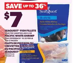 Independent City Market SEAQUEST FISH FILLETS, 400 G PACIFIC WHITE SHRIMP, RAW ZIPPERBACK , 16-20 PER LB 300 G offer