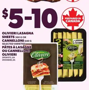 Independent City Market OLIVIERI LASAGNA SHEETS 360 G OR CANNELLONI 540 G offer