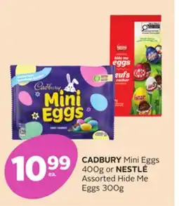 Rexall CADBURY Mini Eggs 400g or NESTLÉ Assorted Hide Me Eggs 300g offer