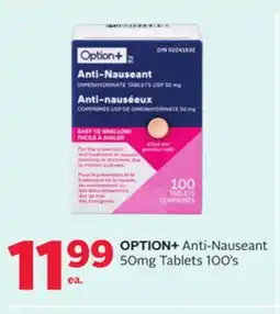 Rexall OPTION + Anti-Nauseant 50mg Tablets 100' s offer