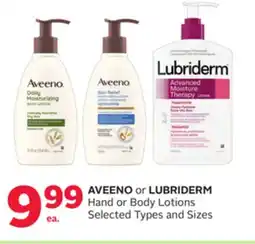 Rexall AVEENO or LUBRIDERM Hand or Body Lotions offer