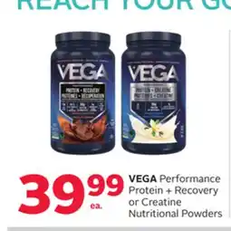 Rexall VEGA Performance Protein + Recovery or Creatine Nutritional Powders offer