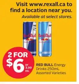 Rexall RED BULL Energy Drinks offer
