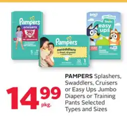 Rexall PAMPERS Splashers, Swaddlers, Cruisers or Easy Ups Jumbo Diapers or Training Pants offer