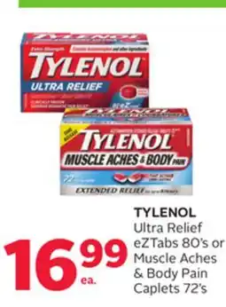 Rexall TYLENOL Ultra Relief eZTabs 80' s or Muscle Aches & Body Pain Caplets 72' s offer