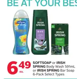 Rexall SOFTSOAP or IRISH SPRING Body Wash 591mL or IRISH SPRING Bar Soap 6-Pack offer