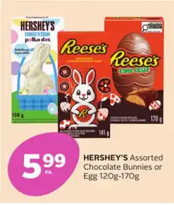 Rexall HERSHEY'S Assorted Chocolate Bunnies or Egg 120g-170g offer