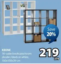 JYSK KEENE 16-cube bookcase/room divider offer
