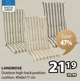 JYSK LANGMOSE Outdoor high-back position cushion offer