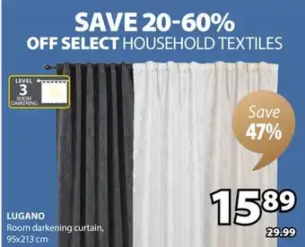 JYSK LUGANO Room darkening curtain offer