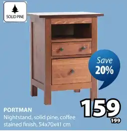 JYSK PORTMAN Nightstand, solid pine, coffee offer
