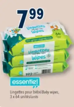 Familiprix ESSENTIEL Baby wipes, 3 x 64 units offer