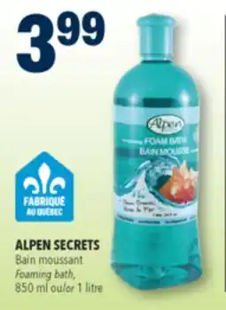 Familiprix ALPEN SECRETS Foaming bath, 850ml or 1litre offer