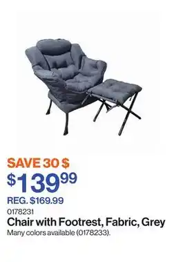Patrick Morin Chair with Footrest, Fabric, Grey offer