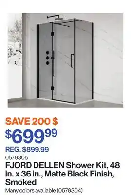 Patrick Morin DELLEN Shower Kit, 48 in. x 36 in., Matte Black Finish, Smoked offer