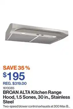 Patrick Morin ALTA Kitchen Range Hood, 1.5 Sones, 30 in., Stainless Steel offer