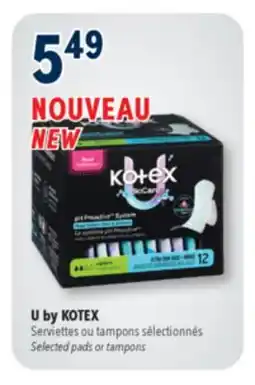 Familiprix U BY KOTEX Selected pads or tampons offer
