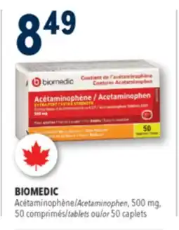 Familiprix BIOMEDIC Acetaminophen, 500mg, 50tablets or 50caplets offer