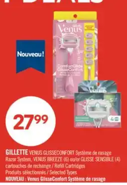Pharmaprix GILLETTE VENUS GLISSECONFORT Razor System, VENUS BREEZE (6) or GLISSE SENSIBLE (4) Refill Cartridges offer