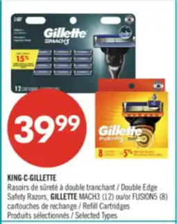 Pharmaprix KING·C·GILLETTE Double Edge Safety Razors, GILLETTE MACH3 (12) or FUSION5 (8) Refill Cartridges offer