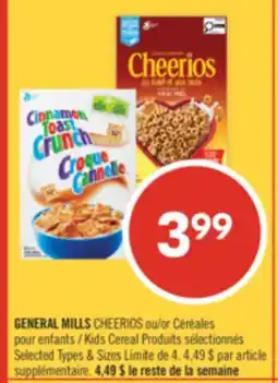Pharmaprix GENERAL MILLS CHEERIOS or Kids Cereal offer