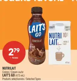 Pharmaprix NUTRILAIT Cream or LAIT'S GO offer