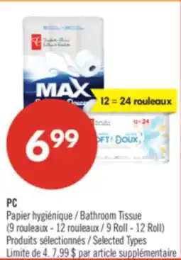 Pharmaprix PC Bathroom Tissue 9 Roll - 12 Roll offer